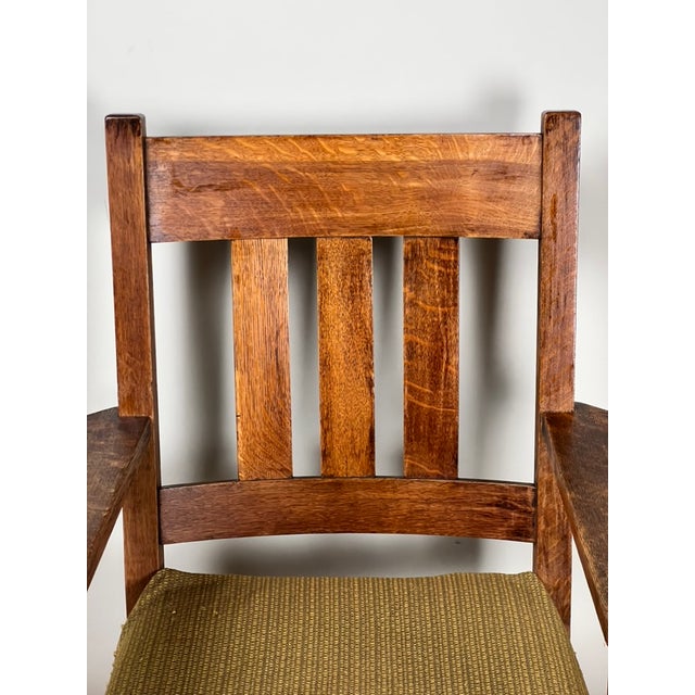 Antique Quarter Sawn Mission Oak Arm Chair by Quaint Furniture C. 1920 For Sale - Image 10 of 10