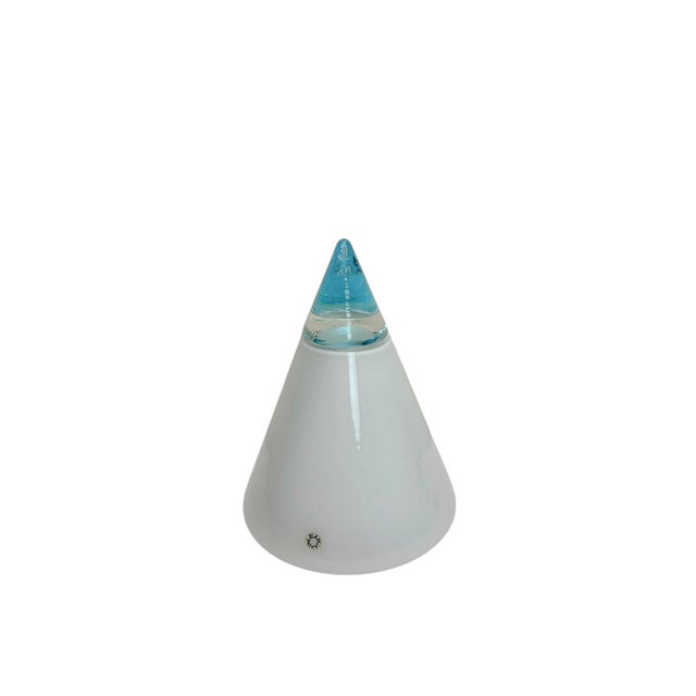 Vintage Cone Pyramid Table Lamp in White and Blue Murano Glass by Giusto Toso for Leucos, 1970s For Sale - Image 11 of 12