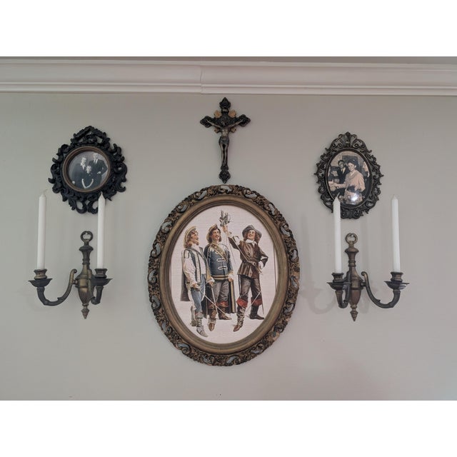 Vintage Pair of Brass Double Arm Wall Candle Scones - a Pair For Sale - Image 12 of 12