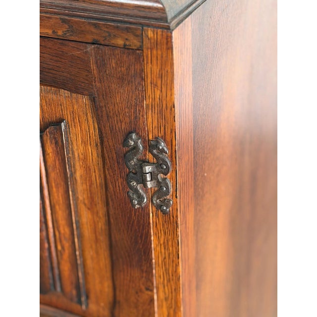 1940s Vintage Carved Oak Armoire For Sale - Image 5 of 12