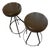 Mid 20th Century Barstool Pair Reupholstered Gray Leather Cushion. Western Brutalist Style For Sale