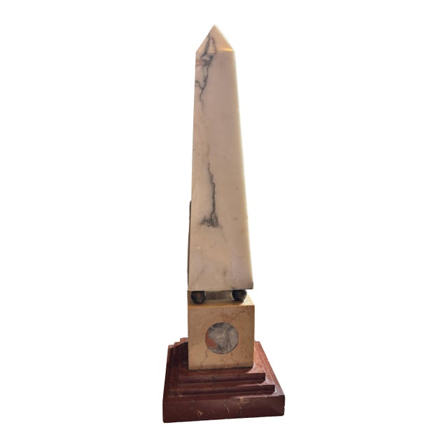 Grand Tour 20th Century Italian White and Rouge Marble Obelisk With Specimen Plinth For Sale - Image 3 of 6
