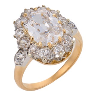 1910s Belle Époque French Gia 1.52 Carat Old Mine Cut Diamond 18k Gold Silver Ring, Size 3.5 For Sale