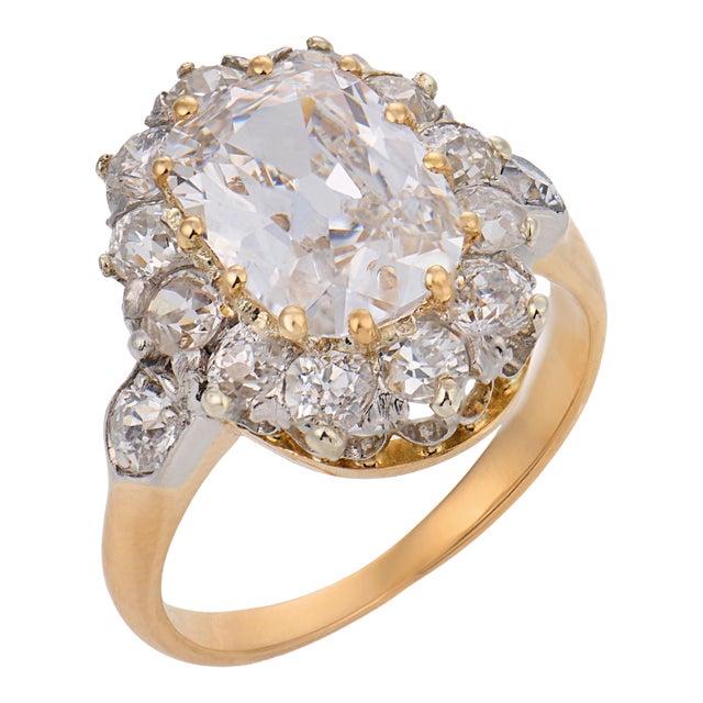1910s Belle Époque French Gia 1.52 Carat Old Mine Cut Diamond 18k Gold Silver Ring, Size 3.5 For Sale