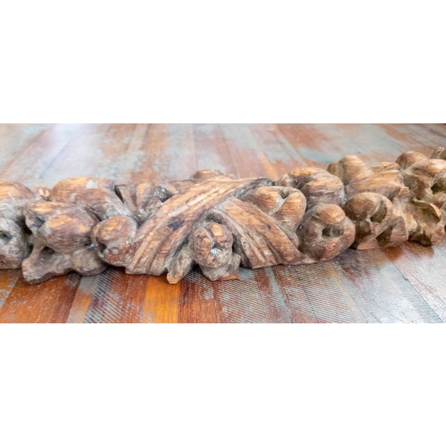 17th or 18th C. Carved Wood Decorative Swag in Baroque Style, Continental European For Sale - Image 11 of 18