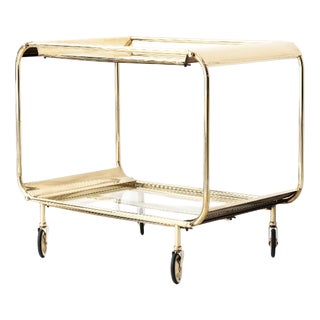 French Art Deco Bar Cart in Brass, 1920s For Sale