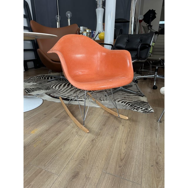 Plastic Fiberglass Rocking Armchair by Charles and Ray Eames, 1970s For Sale - Image 7 of 9