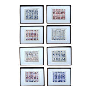 Framed 1950s and 60s American "Private Signals of Yachtsmen" Burgee Prints in Solid Walnut Frames - Set of Eight For Sale