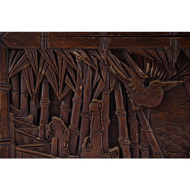 36" Vintage Antique Chinese Carved Camphor Chest Featuring Guan Yin For Sale - Image 18 of 18