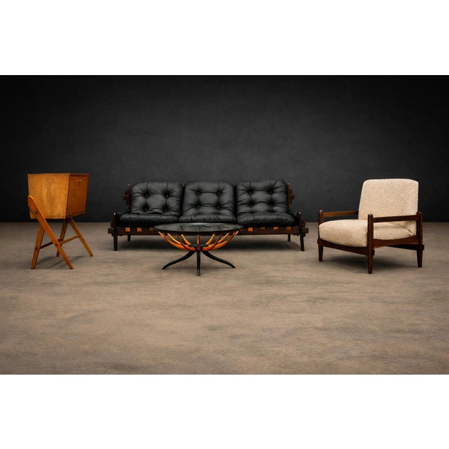 Mid-Century Modern Brazilian Modern Three-Seat Leather Sofa in Rosewood & Leather by Jean Gillon, 1970s For Sale - Image 3 of 14