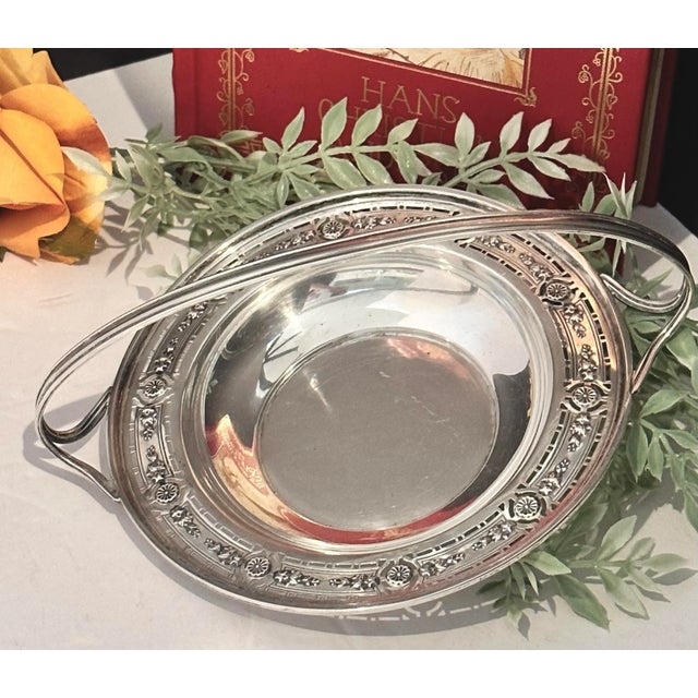 Silver Vintage International Silver Sterling Brides Basket / Handled Candy Dish For Sale - Image 8 of 8