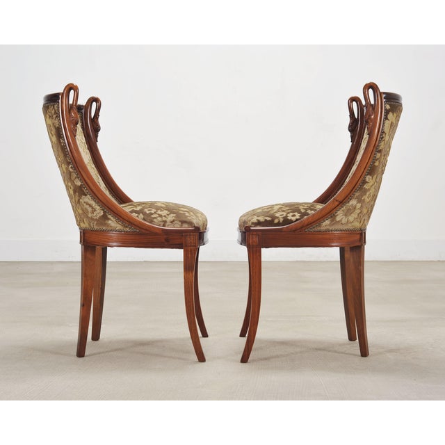 Wood Set of Six French Empire Mahogany Swan Gondola Dining Chairs For Sale - Image 7 of 18
