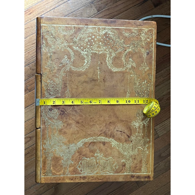 Gold Small Leather Top, Cherry Coffee Table, Louie the XV Revival / Cabriole Legs / Gold Embossed Leather Top, Intricate Gold Marquetry, 1950-60’s For Sale - Image 8 of 12