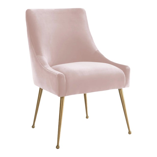 Beatrix Blush Velvet Side Chair with Gold Legs For Sale