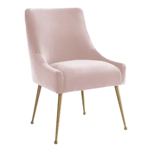 Beatrix Blush Velvet Side Chair with Gold Legs