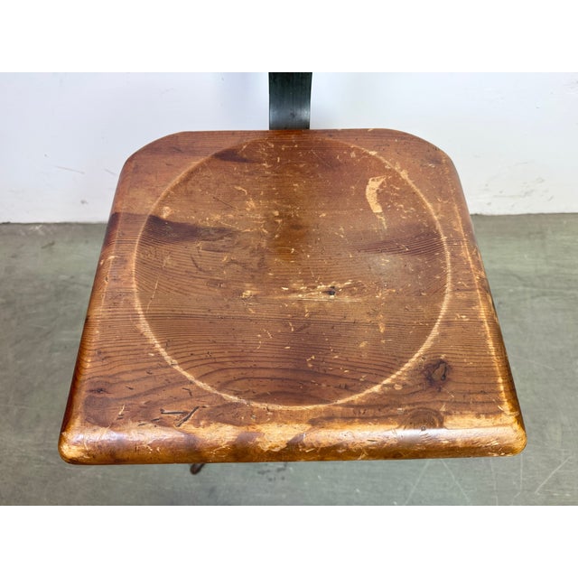 Wood Industrial Factory Swivel Chair, 1950s For Sale - Image 7 of 18
