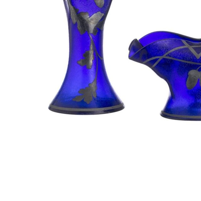 Glass and Crystal Vases and Flower Stand, Set of 3 For Sale - Image 3 of 6