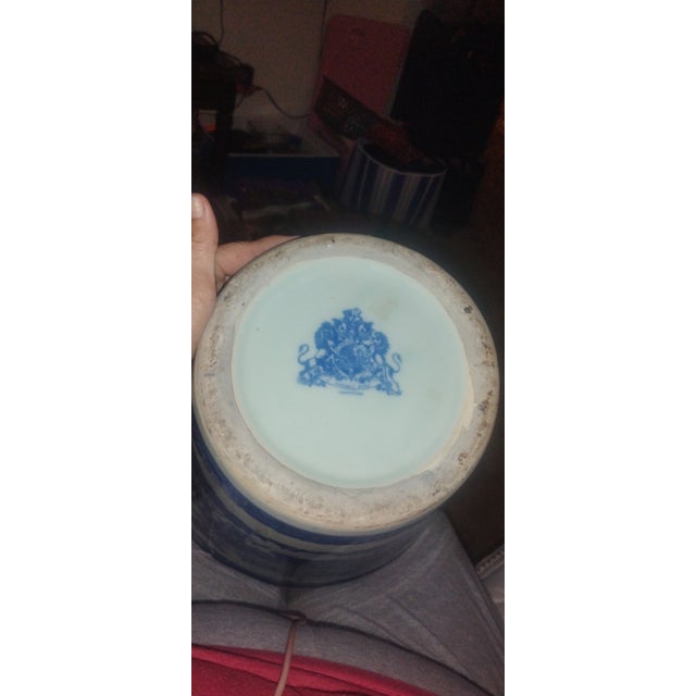 Vintage Victoria Ware Ironstone Ice Bucket - Blue Willow Flow Blue Chinoiserie - 13" For Sale - Image 9 of 12