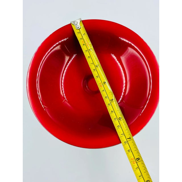 Vintage Reed & Barton Silver Plate & Ruby Red Enamel Pedestal Compote For Sale - Image 10 of 12