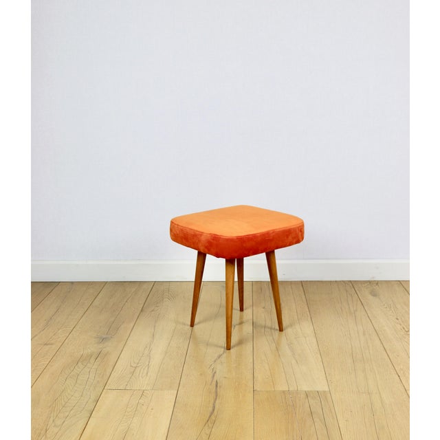1970s Vintage Orange Square Stool, PRL, 1970s For Sale - Image 5 of 9