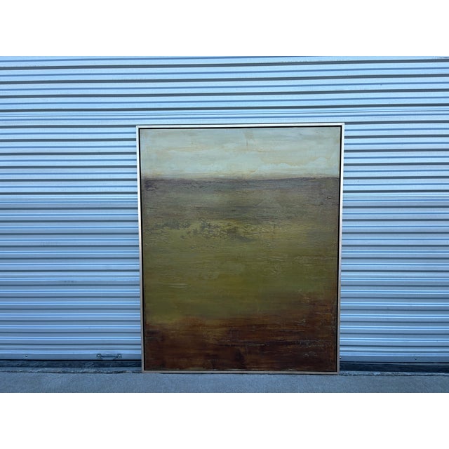 Taupe 1980s Large Post-Modern Abstract Painting For Sale - Image 8 of 11
