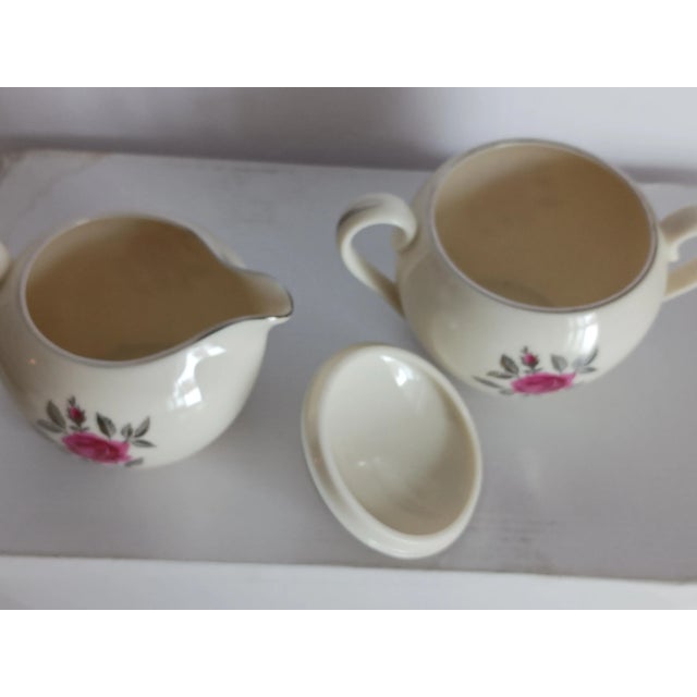 Mid-Century Modern Vintage Lenox Ballad Roses Bone China- Creamer, Sugar, Gravy, 2 Bowls For Sale - Image 3 of 7