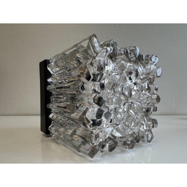 Textured Ice Glass Square Flushmount in the style of Helena Tynell, 1960s For Sale - Image 9 of 15