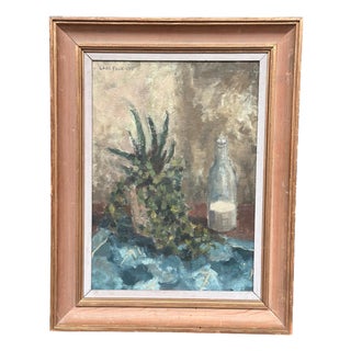 Lars Falk, Still Life with Glass Bottle, 1944, Oil on Panel, Framed For Sale