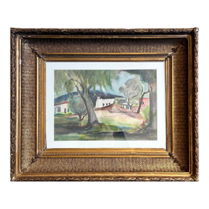 Vintage Mid-Century Framed Watercolor Landscape