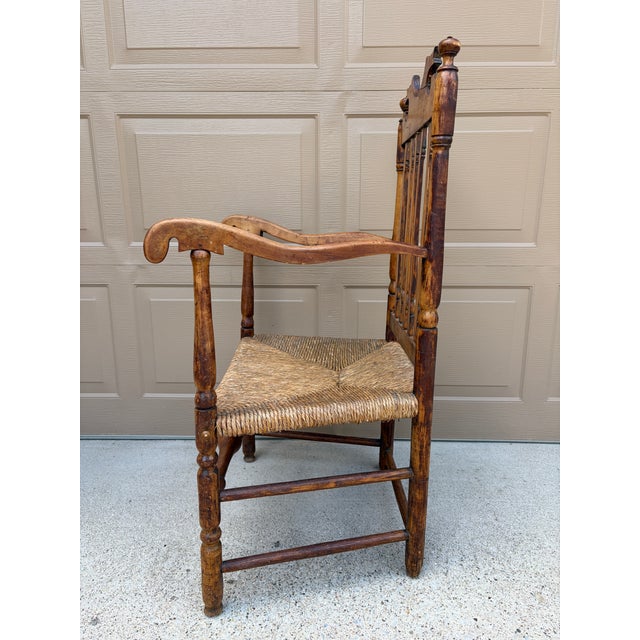Early 19th Century New England Maple & Ash Armchair With Rush Seat For Sale - Image 11 of 14