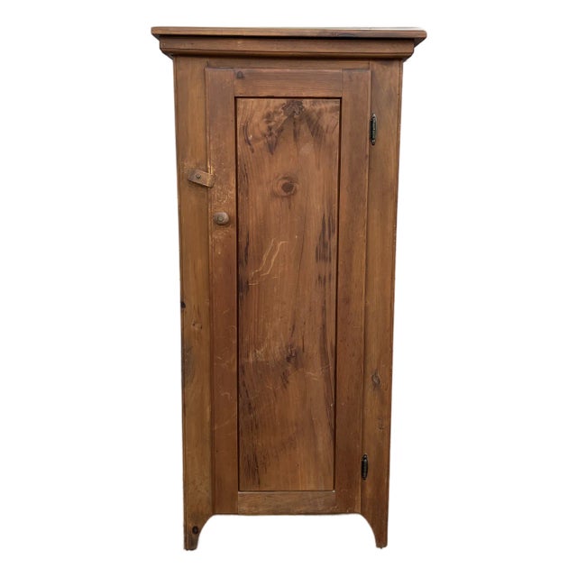 Vintage Farmhouse Style Freestanding Pine Cabinet With Shelves For Sale