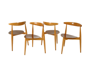 FH4103 Heart Stacking Dining Chairs by Hans Wegner for Fritz Hansen, Denmark, 1953, Set of 4