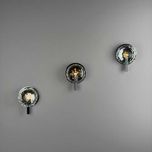 Faceted Glass Wall Lights attributed to Pia Guidetti Crippa for Lumi Milano, 1960s, Set of 3 For Sale - Image 9 of 18