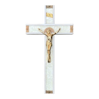 Vintage Mother of Pearl Wall Crucifix For Sale