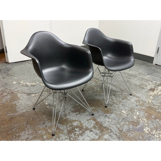 Modern Charles & Ray Eames for Vitra Eames Plastic Dar Armchairs, Pair For Sale - Image 3 of 12