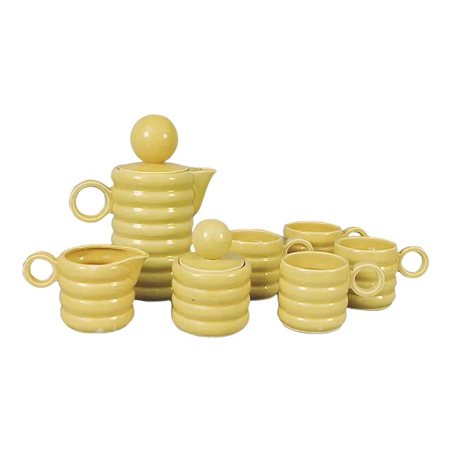 1920s Art Deco/Moderne Japanese Coffee or Tea Set -- 4 Large Cups, Cream & Sugar Pot- 7 Pieces For Sale