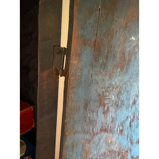 Antique Bow-Front Corner Cabinet in Blue Paint, 18th Century For Sale - Image 14 of 17