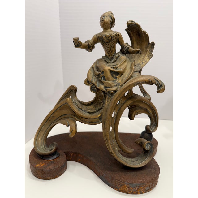 Rococo 19th Century French Bronze Andiron Sets Louis XV Baroque Style For Sale - Image 3 of 5