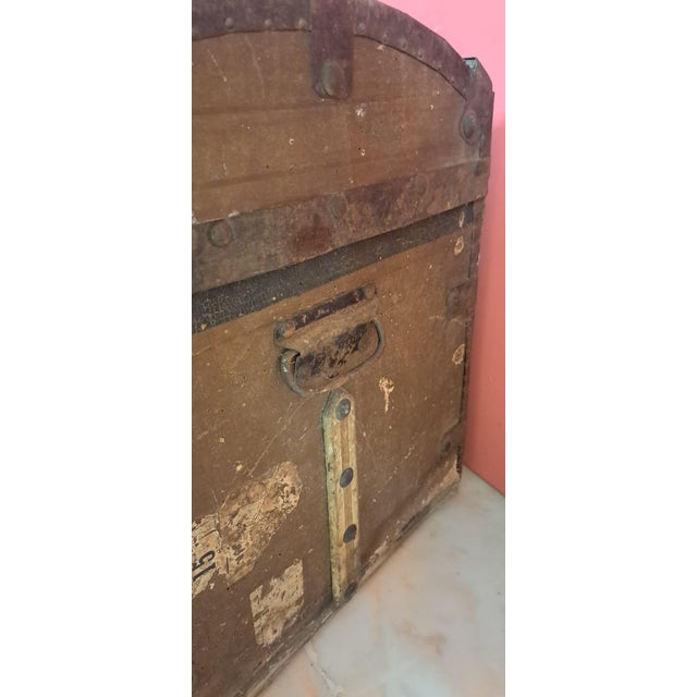 19th Century Antique Travel Trunk in Wood, 1890s For Sale - Image 5 of 12