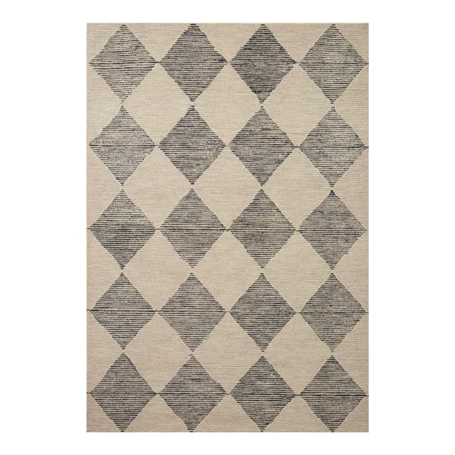 Chris Loves Julia x LoloiFrancis Beige / Charcoal 2'-3" x 3'-9" Accent Rug For Sale