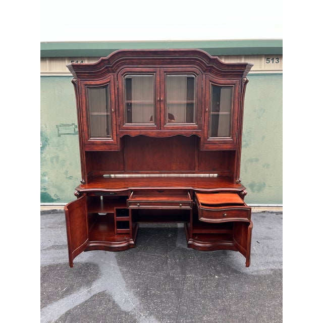 Hooker 'Seven Seas Collection' Office Desk Credenza With Illuminated Hutch For Sale - Image 10 of 12
