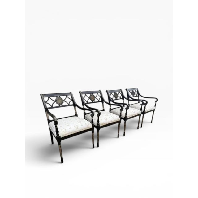 Century Furniture Century Furniture Late 20th Century Regency-Style Armchairs, Set of Four For Sale - Image 4 of 17