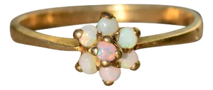 The Ovid: Ladies Vintage Petite Australian Opal Ring in Yellow Gold