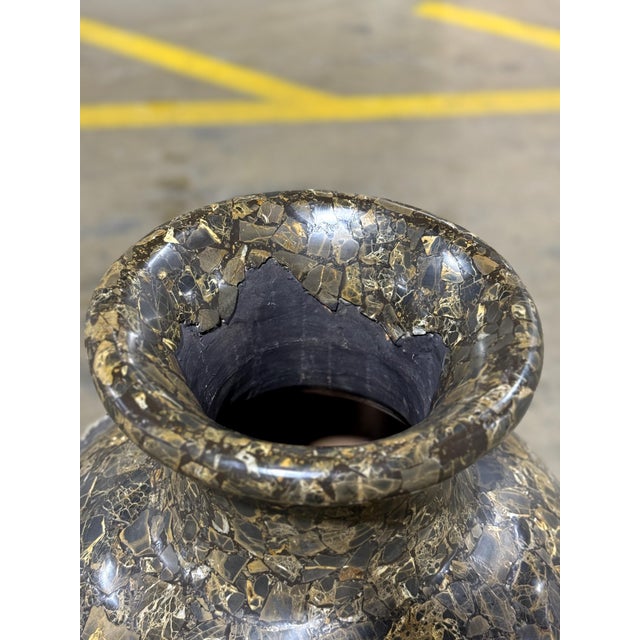 1980s Massive Mactan and Natural Stone Floor Vase or Urn For Sale - Image 11 of 17