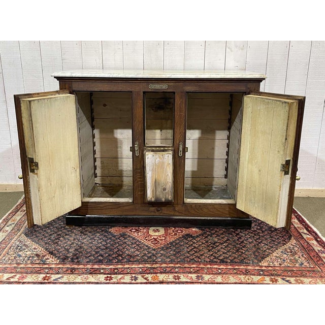 Antique Icebox in Oak with Marble Top, 1900s For Sale - Image 11 of 18