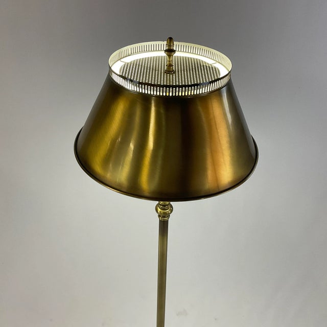 MidCentury Ethan Allen Brass Tole Shade Floor Lamp With Horn Chairish