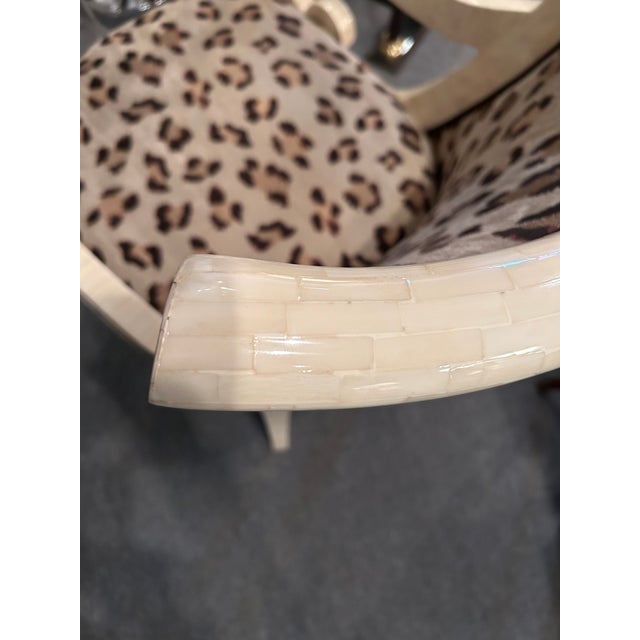 Tessellated Bone Armchair Reupholstered in Cheetah Print Scalamandre Fabric For Sale - Image 13 of 15