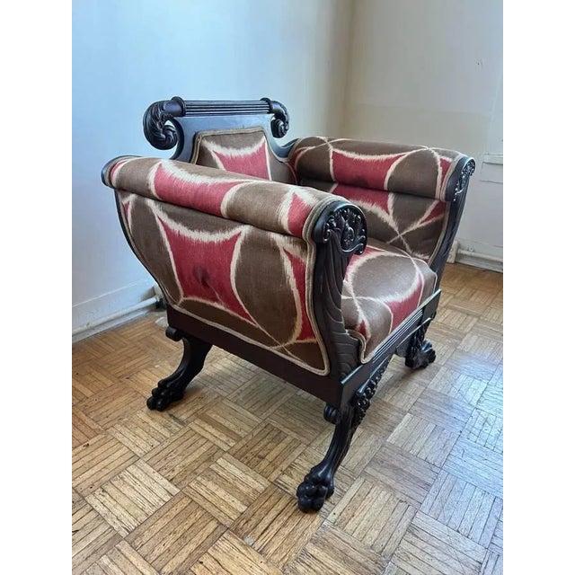 Mid 19th Century Antique Empire Style Mahogany Carved Clawfoot Armchair For Sale - Image 10 of 11