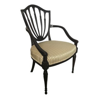 19th Century Hand Carved Hepplewhite Armchair Desk Chair For Sale