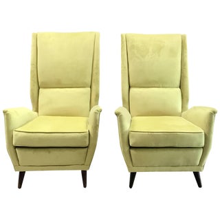 Italian Upholstered Armchairs by ISA - a Pair For Sale